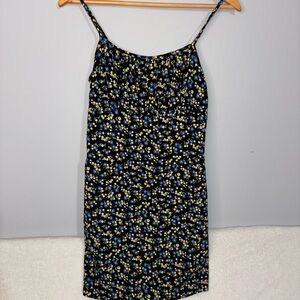 Y2K Vintage Express Floral Black Romper with Blue and Yellow Accents Size 7/8 JR